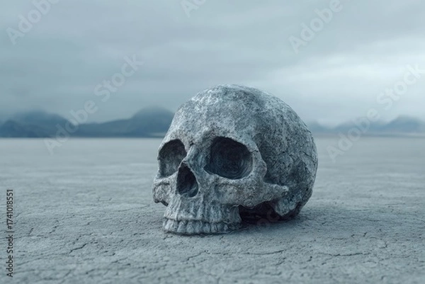 Obraz Silver Skull In Desert Landscape