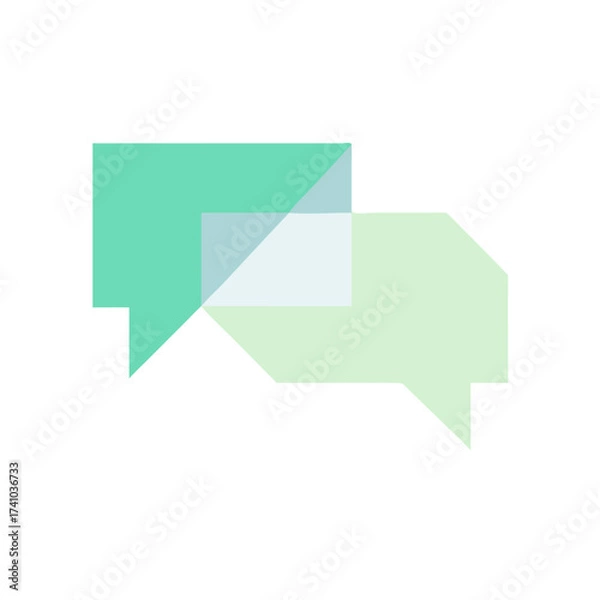 Fototapeta Minimalist speech bubble, geometric shapes, pastel green solid fill