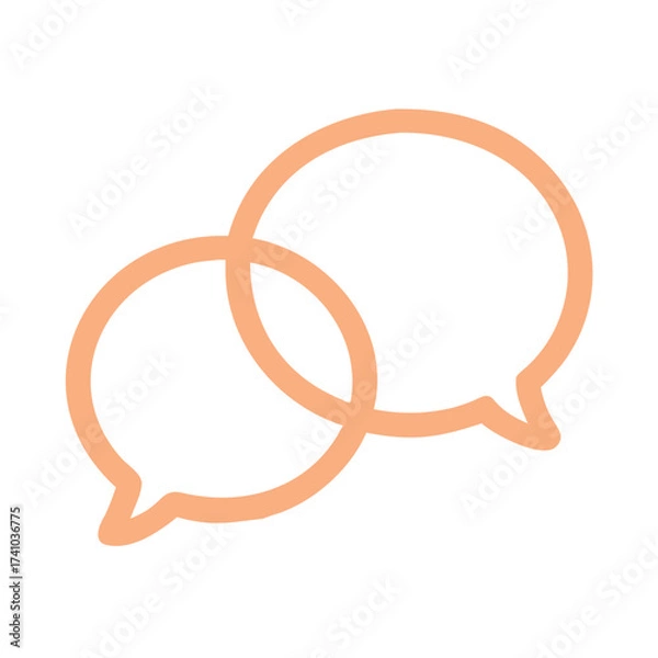 Fototapeta Minimal modern speech bubble icon, pastel orange color