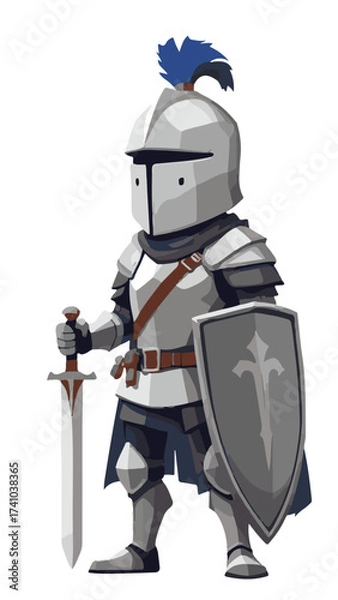 Fototapeta knight with sword and shield