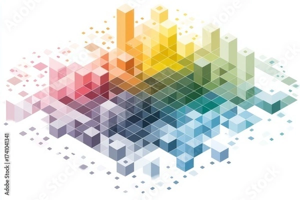Fototapeta Colorful abstract 3D bar chart represents data analysis and visualization in a modern design
