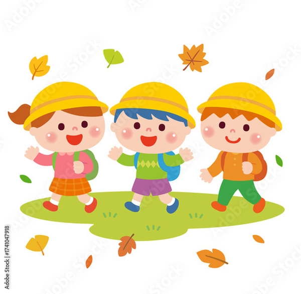 Obraz 遠足で歩く子どもたち　秋バージョン