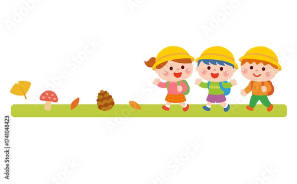 Obraz 遠足で歩く子どもたち　秋バージョン