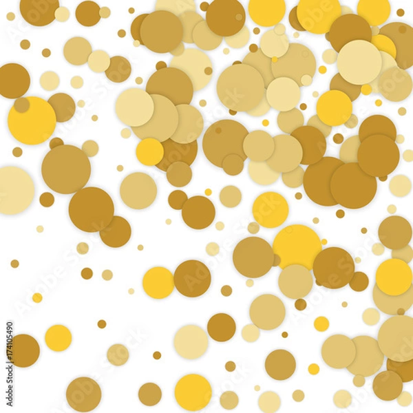 Obraz Vector background with confetti. Gold confetti on white background.