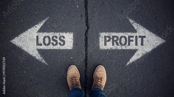 Fototapeta Decision-Making in Business: Choosing Between Profit and Loss for Success