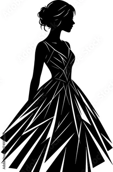 Obraz Abstract Sharp-Lined Female Silhouette on White Background