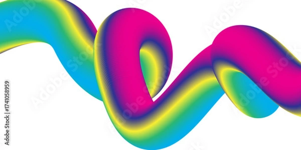 Fototapeta An abstract, colorful rainbow heart design with a swirling pink wave illustration on a white background,