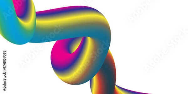 Fototapeta Abstract colorful 3D art design of pink and blue spiral concept with a musical treble clef symbol