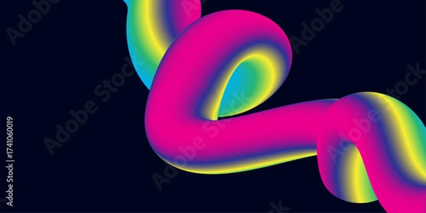 Fototapeta Colorful abstract wave pattern illustration with a blue spiral design and light circle elements