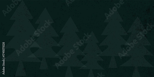 Fototapeta Seamless holiday pattern, Christmas trees. Forest and snowflakes on a green background. Holiday background for wrapping paper, wallpaper.