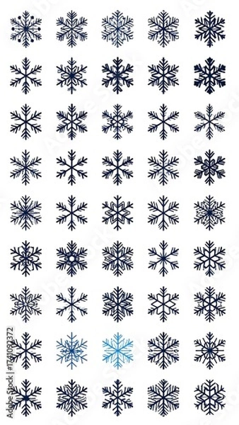 Obraz Collection of various symmetrical winter crystal shapes for seasonal themes