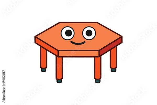 Fototapeta Vector art of a whimsical orange table with a smiling face, , adds a playful touch to any room, bringing joy and functionality in a delightful design