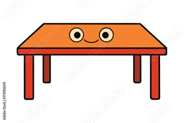 Fototapeta Illustration of a smiling table, with a cheerful expression and inviting presence, perfect for childrens books or educational materials