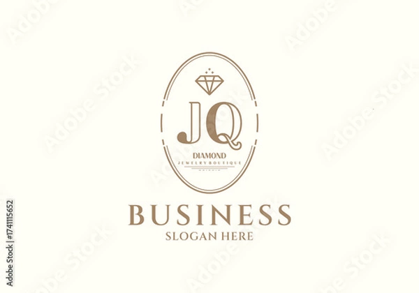 Obraz Initial Elegant JQ Diamond Business Logo Brand for Jewelry Boutique