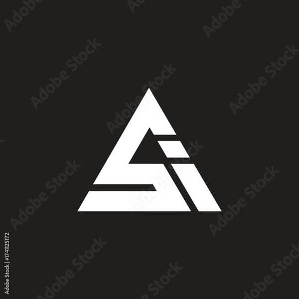 Fototapeta Letter SI unique logo design, triangle shape.