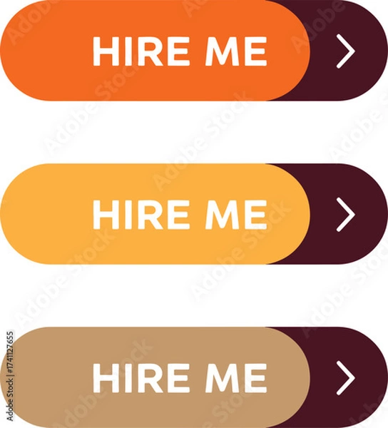 Fototapeta modern abstract hire me button set vector capsule rounded shape