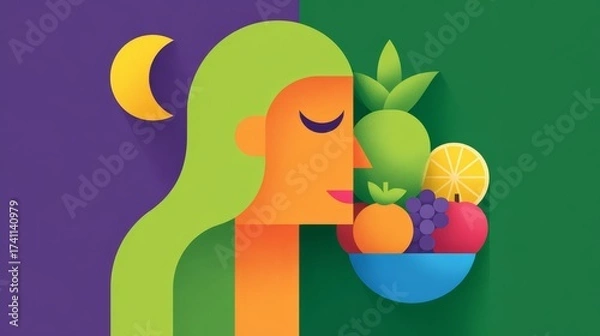 Obraz Colorful tropical art poster celebrating women in nature modern print design vibrant environment artistic expression