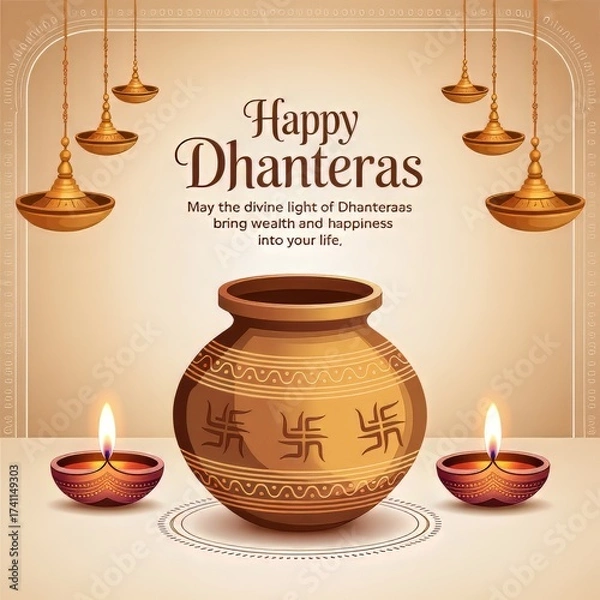 Obraz Happy Dhanteras Card Template