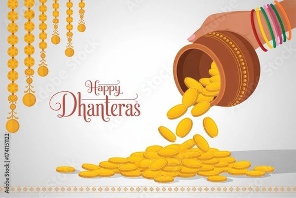Obraz Modern Dhanteras Greeting Post
