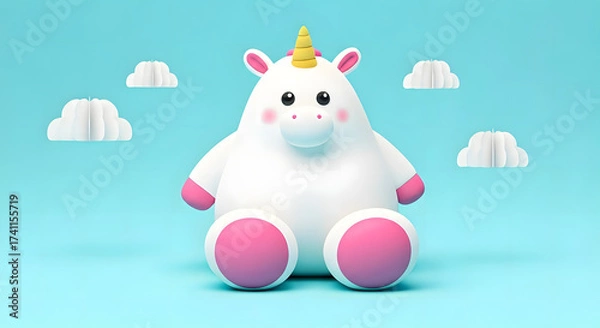 Obraz Tiny Sleeping Unicorn curled up with closed eyes.
