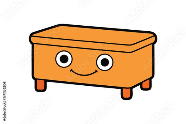 Fototapeta Vector art of a charming orange toy chest with a friendly face, perfect for adding a touch of whimsy to any design, its simple design and bright color make it versatile