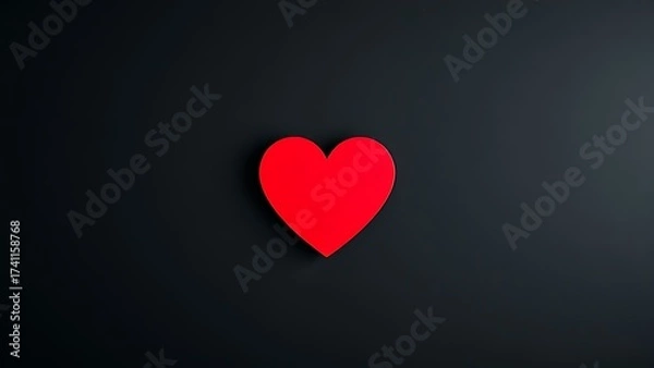 Obraz A striking red heart on a textured black background, representing deep emotions and minimalist beauty.