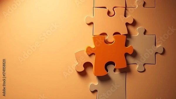 Obraz Abstract business strategy concept featuring interlocking puzzle pieces in warm tones.