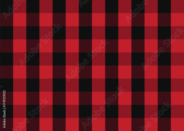 Fototapeta Red and black seamless buffalo plaid checkered pattern
