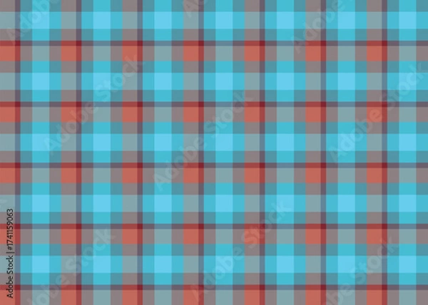 Fototapeta Light blue red grey plaid seamless tartan check pattern design