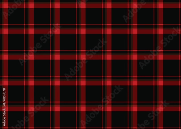 Fototapeta Classic red and black tartan plaid seamless fabric texture pattern