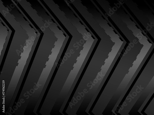 Fototapeta Abstract futuristic dark black background with modern design. Realistic 3d wallpaper with luxurious flowing lines. Elegant background for posters, websites, brochures, cards, banners, apps, etc.	
