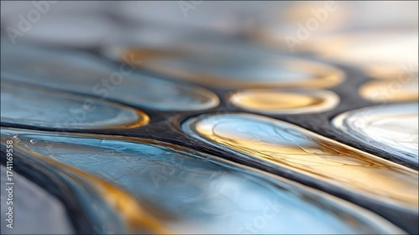 Fototapeta Abstract Fluid Texture with Blue and Gold Waves Creating a Colorful Artistic Pattern