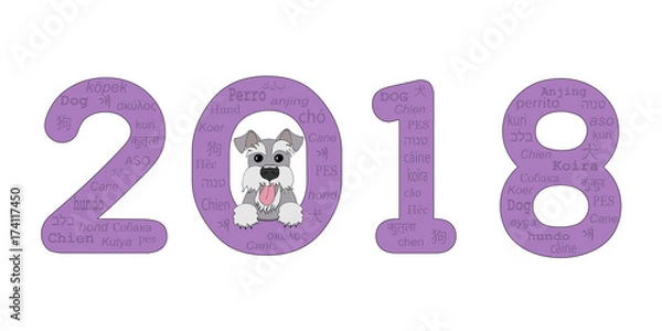 Fototapeta year 2018 with schnauzer