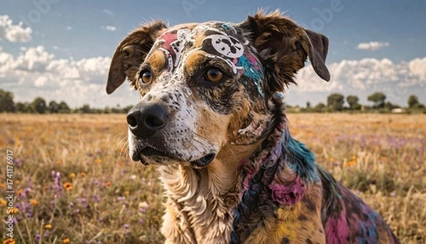 Obraz Painted dog in a field