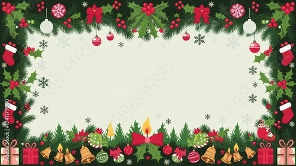 Fototapeta hires for Christmas background and presentation 16 9 size with items and decoration with gifts, accessories and colored balls 
