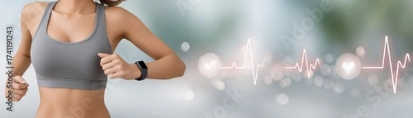 Fototapeta Innovative VR Fitness Programs Home Gym Wearable Technology Interactive Environment Closeup View Health Solutions