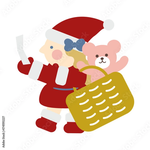 Obraz プレゼントの買い物をするかわいい女の子のサンタクロース