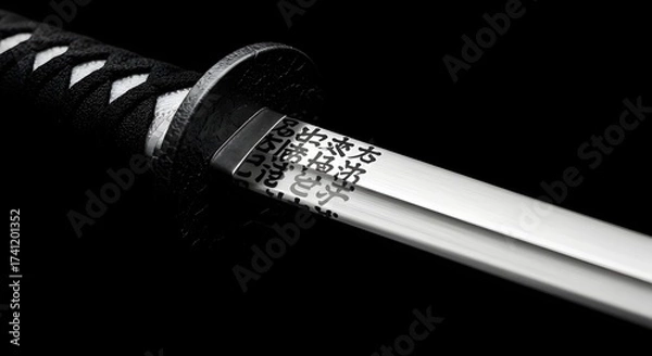 Fototapeta Blade and steel hunting knife near a glowing cigarette on black background