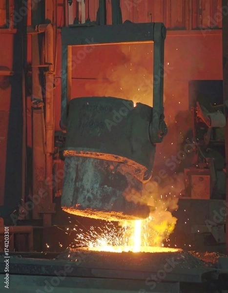 Obraz Molten metal being poured