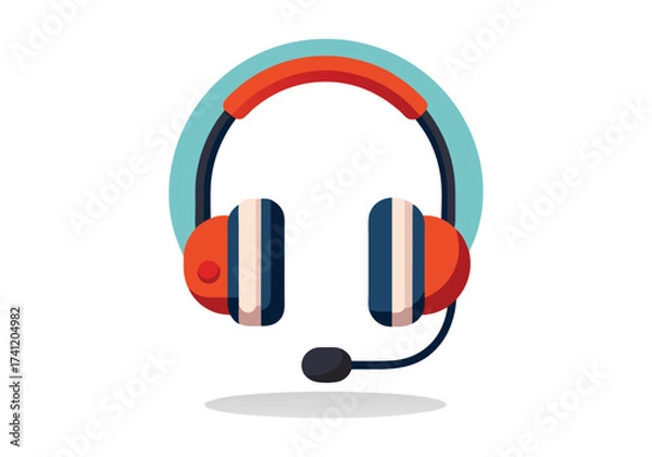 Fototapeta Colorful modern headset with microphone for gaming and communication