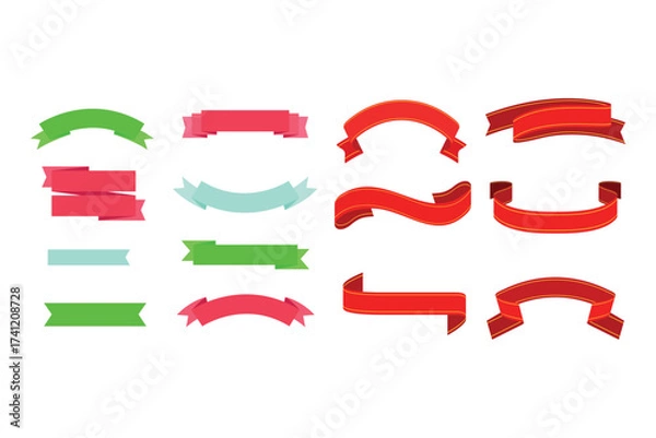 Fototapeta Ribbons collection. Ribbon banner vector art. Ribbons and banners. Flat ribbons. Set of Ribbons and banner. Banner illustration. Set of banner. Set of scroll ribbon, vintage. blank