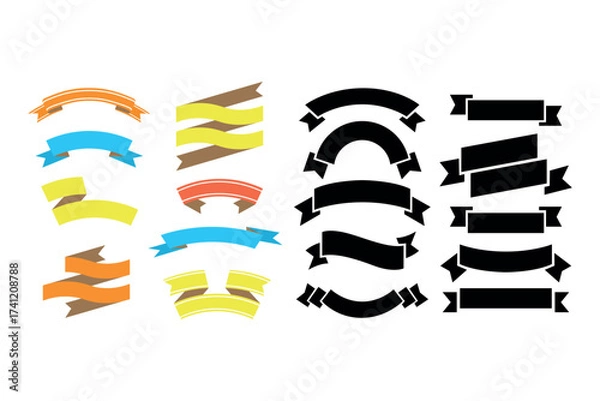 Fototapeta Ribbons collection. Ribbon banner vector art. Ribbons and banners. Flat ribbons. Set of Ribbons and banner. Banner illustration. Set of banner. Set of scroll ribbon, vintage. blank