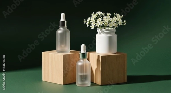 Fototapeta Minimalist Skincare Product Display with Natural Elements.