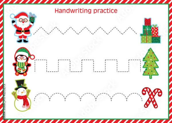 Obraz cute christmas handwriting practice design