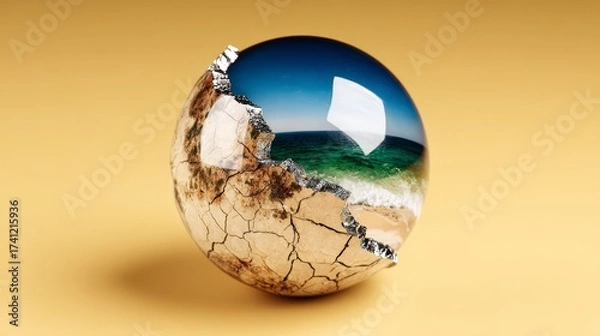 Fototapeta Save the earth vision of a green globe in nature capturing environmental awareness through art