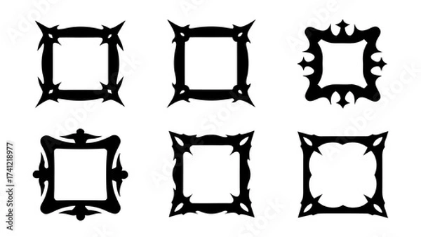 Fototapeta set of vector silhouettes Gothic frame.