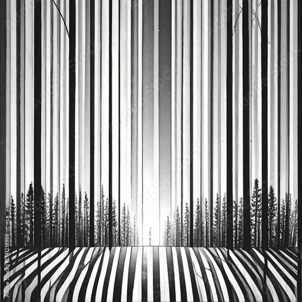 Fototapeta Monochromatic forest path