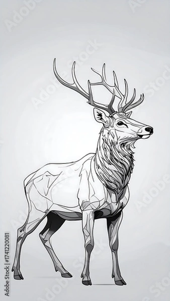Fototapeta Monochrome stag illustration