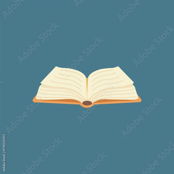 Fototapeta Open book flat icon. Open book on flat tile, reading, education, knowledge.