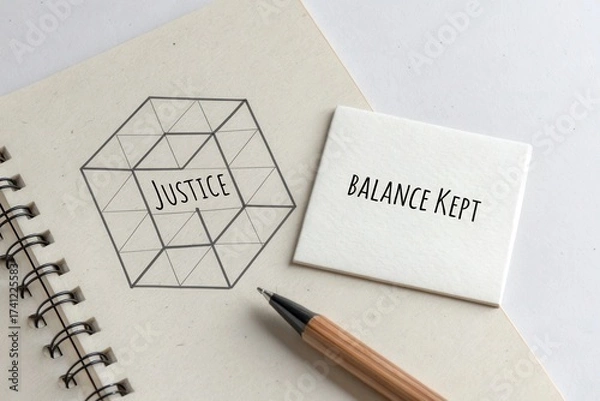 Obraz Drawn Sketch of Justice Cube with Balance Concept